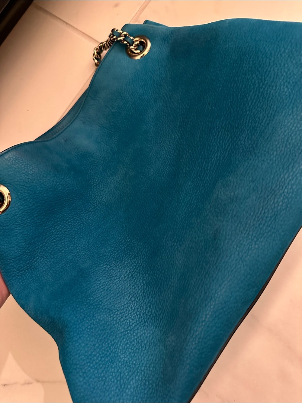 Gucci Teal Leather Soho Shoulder Tote with Tassel - Picture 13 of 16
